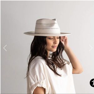 Gigi Pip Arlo Grey Band - Straw Teardrop Fedora